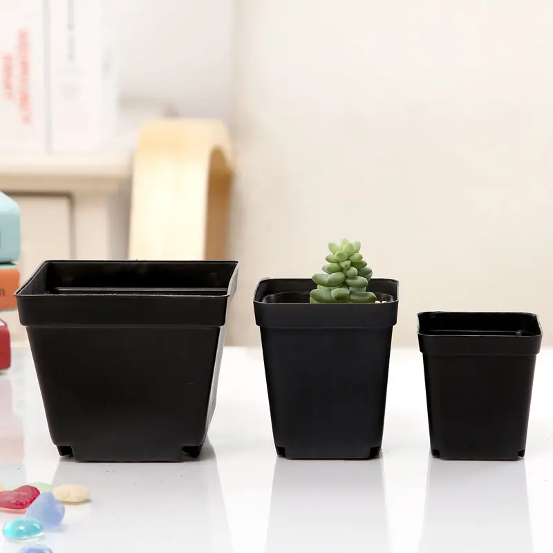 Square Nutritional Black Plastic Nursery Pots Seedlings Plants Pots Garden For Plant Flower Seeds