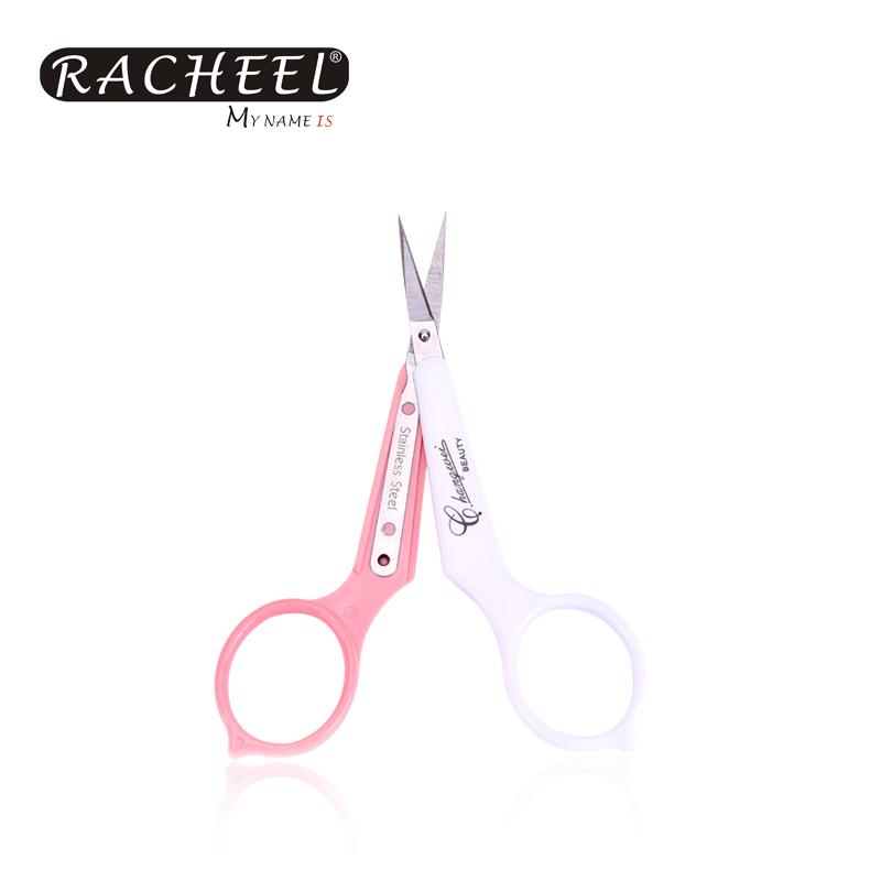 CY-131 Makeup Stainless Steel Eyelash Extension Scissors, White and Pink