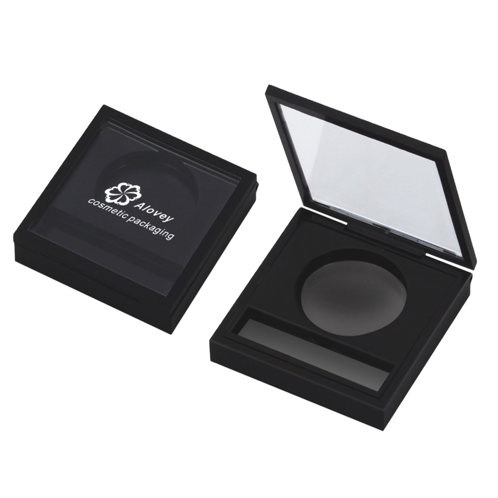 Alovey Custom Square Single Eyeshadow Packaging Magnetic With Brush Magnet Single Black Eyeshadow Case