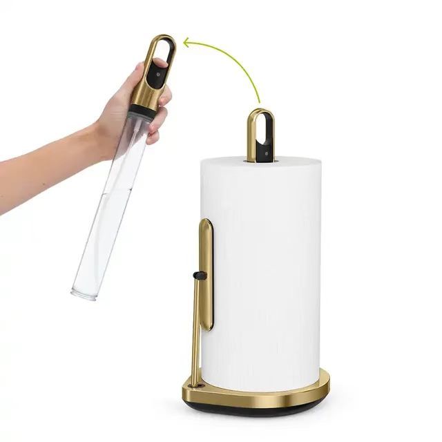 OEM/ODM Stainless Steel Paper Towel Holder Designed for Easy One-Handed Operation Has Suction Cups and Holds All Size Rolls-Gold