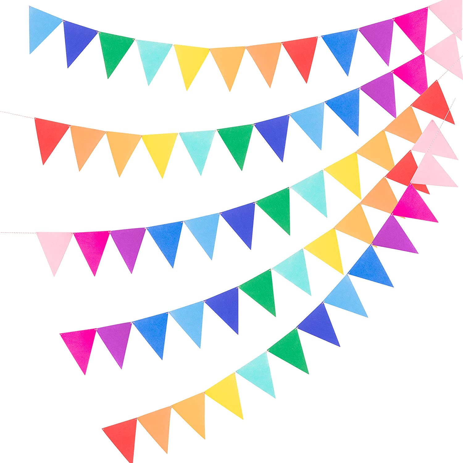 Assembled Rainbow Banners Felt Colorful Buntings
