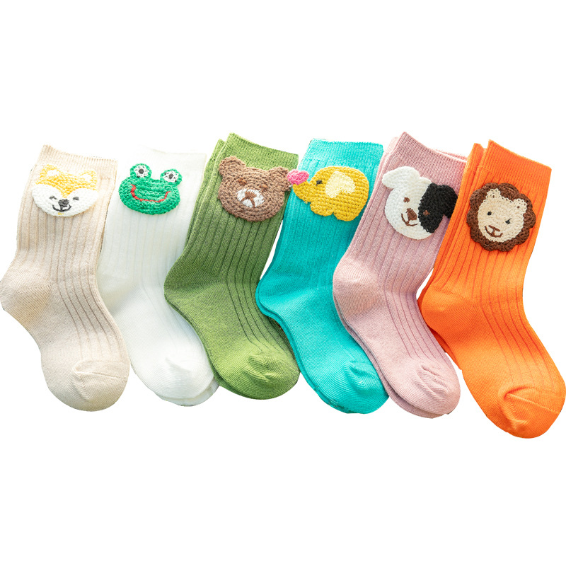 Wholesale new coming double needle vertical strips cartoon accessories kids slouch socks trend girls stockings