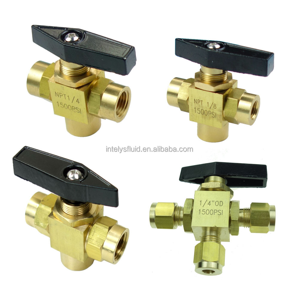 1/8 "1/4" 3/8 "1/2" NPT Мама Латунь 3-ходовой шаровой клапан порт л 1/4 "внешний диаметр трубы трехходовой шаровой кран с двойной наконечник фитинг