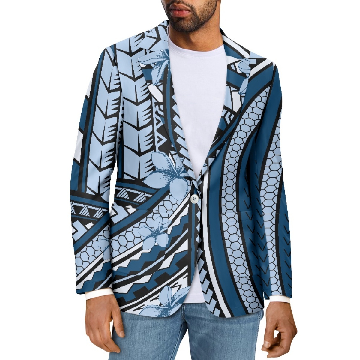 Polynesia Men's Printing On Demand Casual Blazer Stylish And Sophisticated High Quality Long-Sleeved Printed Fitted Men's Suit