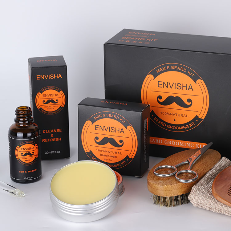Beard Set New Arrival 6 Items Set Beard Brush Oil Balm Comb Beard Grooming Kit For Men