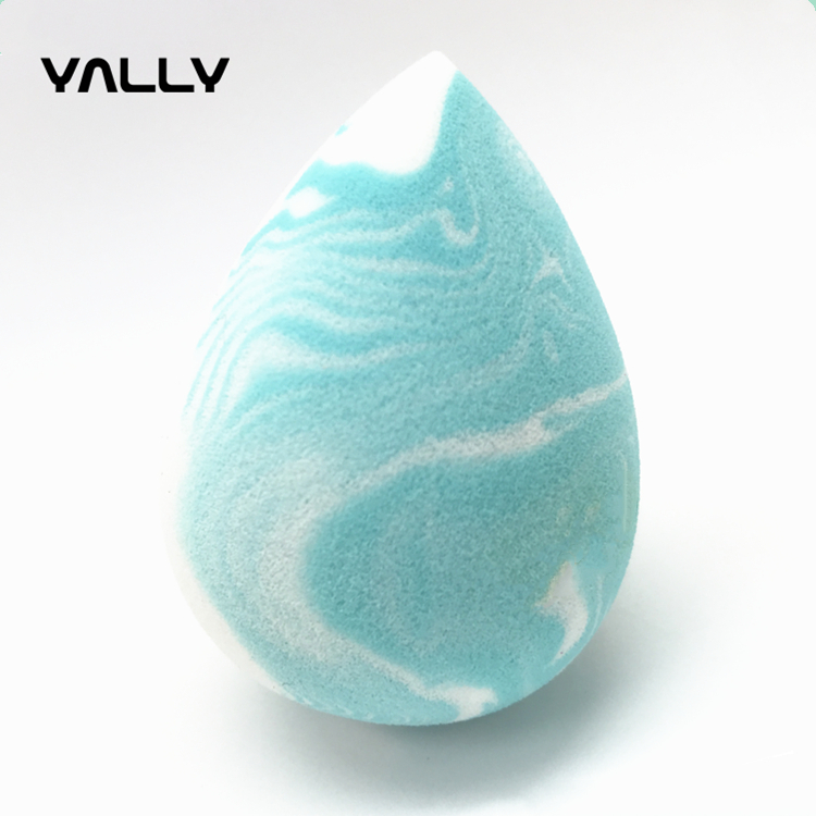 2020 new arrivals custom marble teardrop shape non-latex foam marble makeup sponge