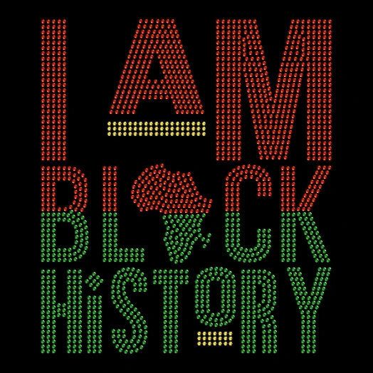 Пользовательский тепловой трансферный I am black history rhinestone для футболки