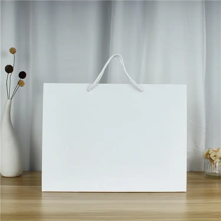 Custom high quality white big paper shopping bags with logo