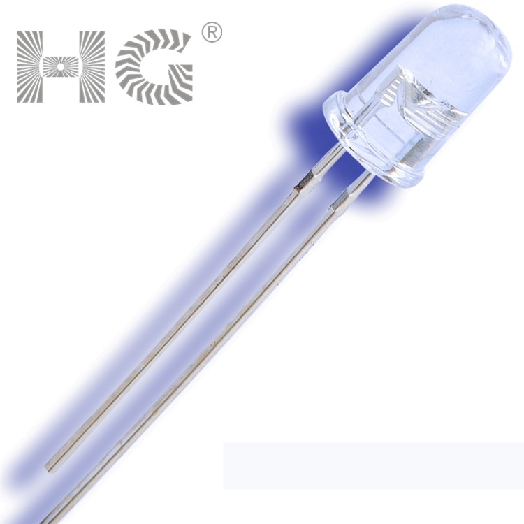 Hot sale 5mm round white led diode light big chip transparent lens long leg for signboard flashing light led diode