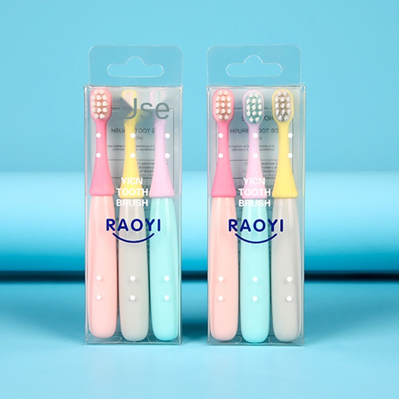 Children's toothbrushes 3 baby toothbrushes with 2-5 years old mushroom cartoon silicone brush head