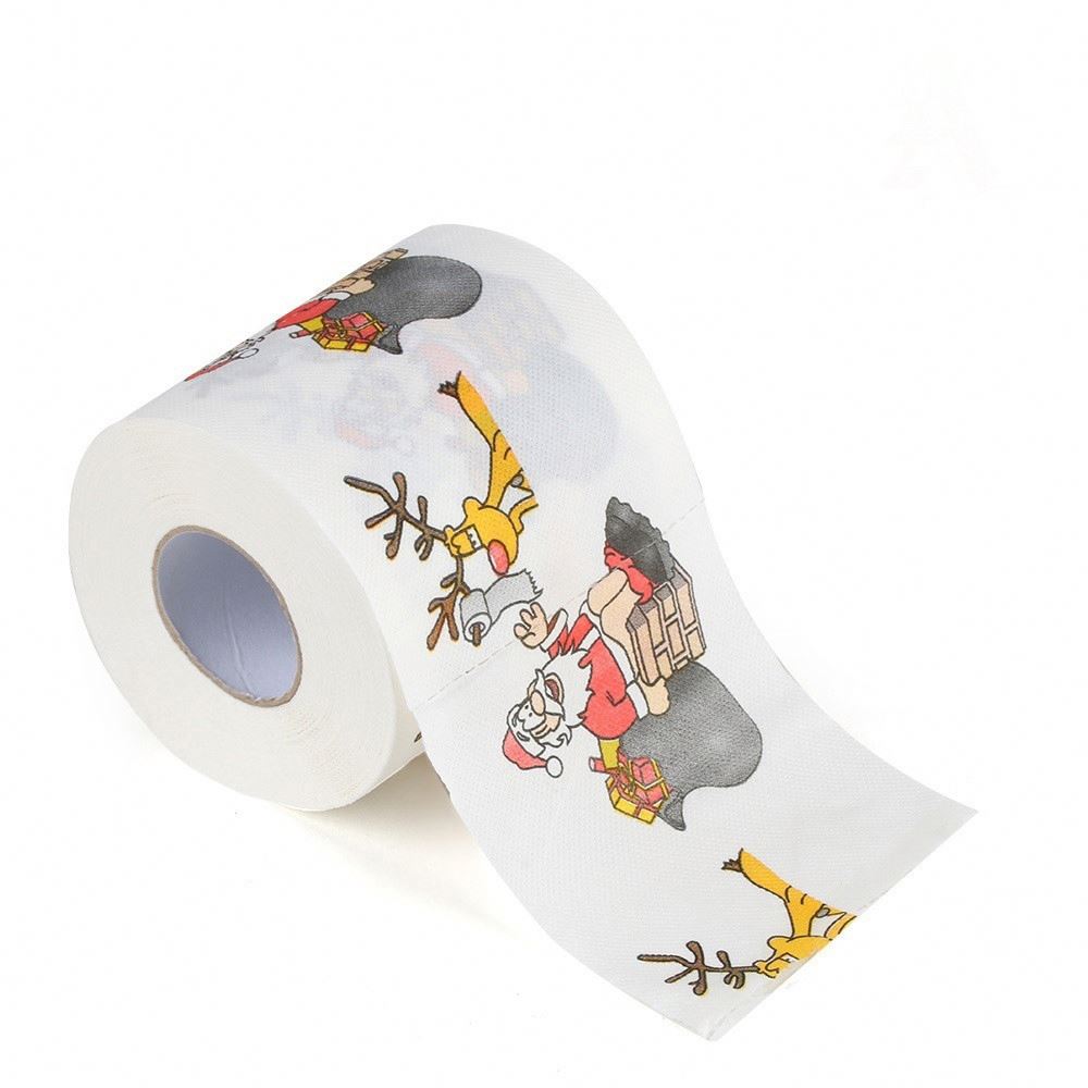 Christmas Toilet Paper Deer Merry Supplies Printed Home Bath Living Room Toilet Paper Tissue Roll
