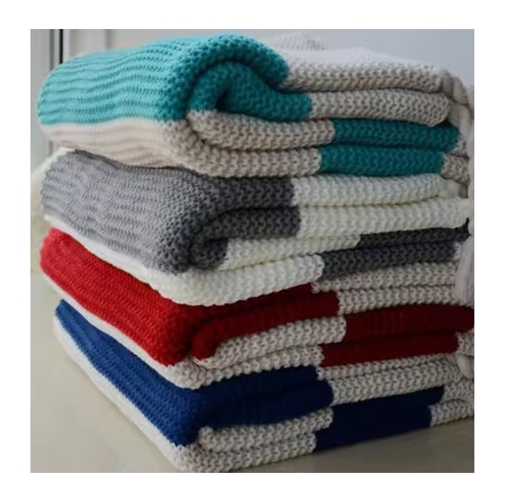 50DB45 100%acrylic wholesale cotton knit fabric oversized knit blanket