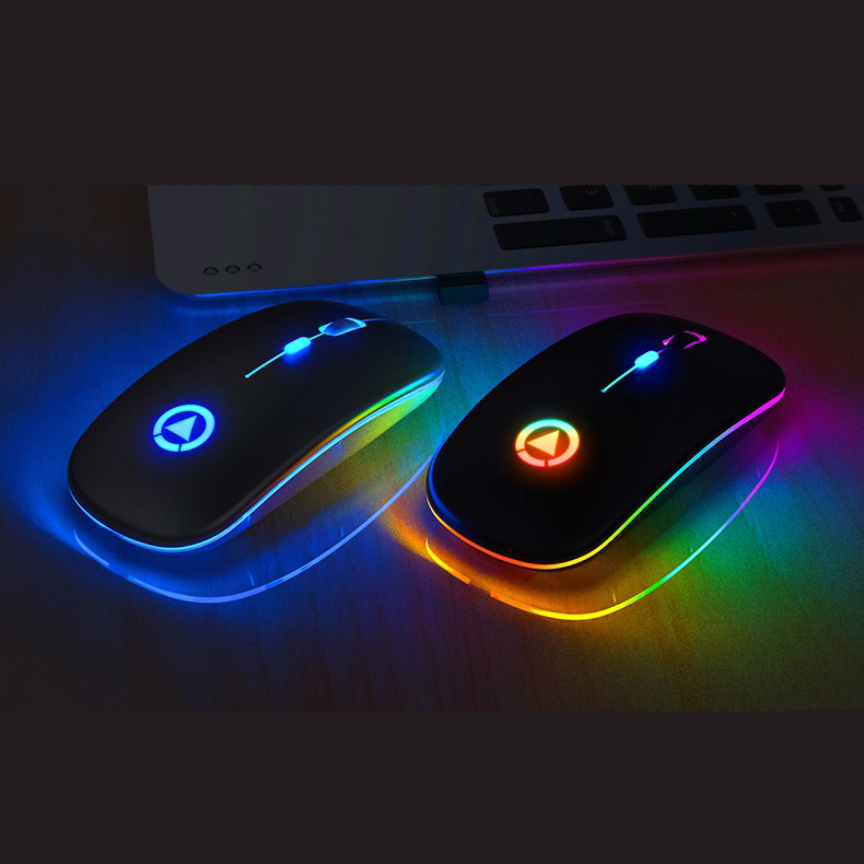 Тонкая тонкая оптическая компьютерная мышь A2 2,4G RGB для игр, перезаряжаемая беспроводная мышь