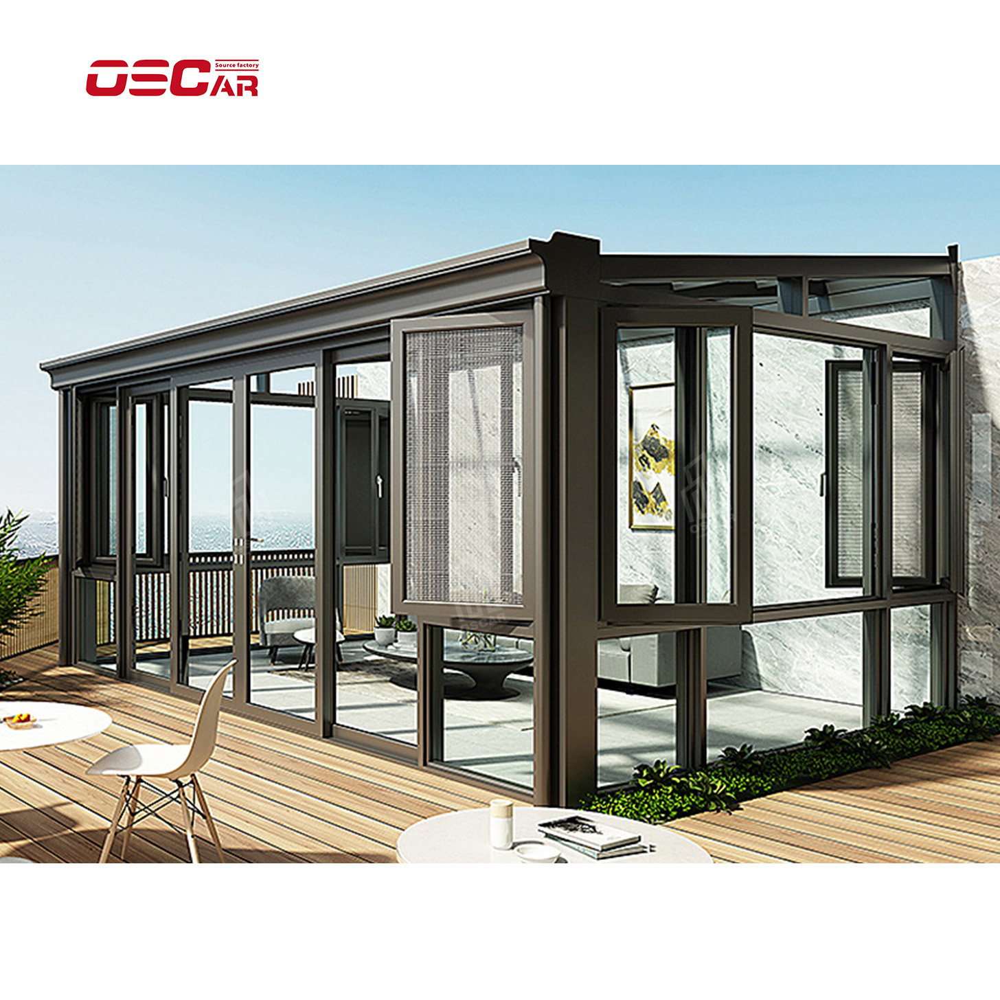 Low-E prefabricated glass house cabins and garden rooms products aluminium Greenhouse Winter Garden Sunrooms