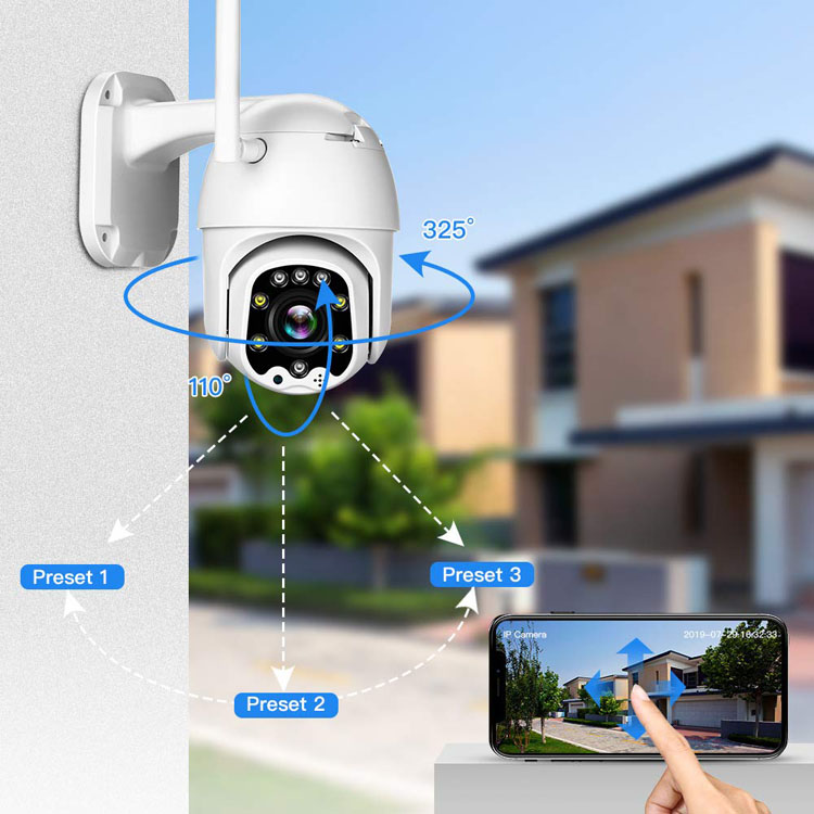 Двухсторонняя аудио 1080P 128GB инфракрасная 5X Zoom Wifi наружная 360 градусов купольная PTZ камера