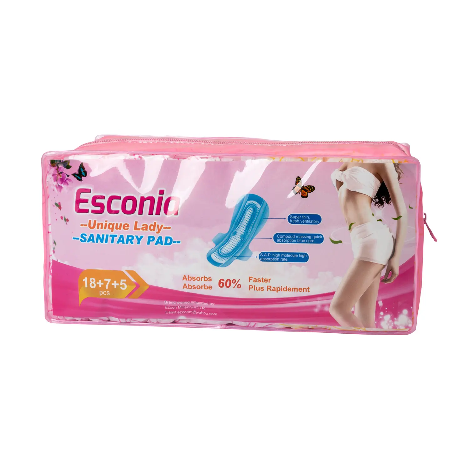 Brand OEM Disposable Ultra Thin Sanitary Napkin packed in zippered bag