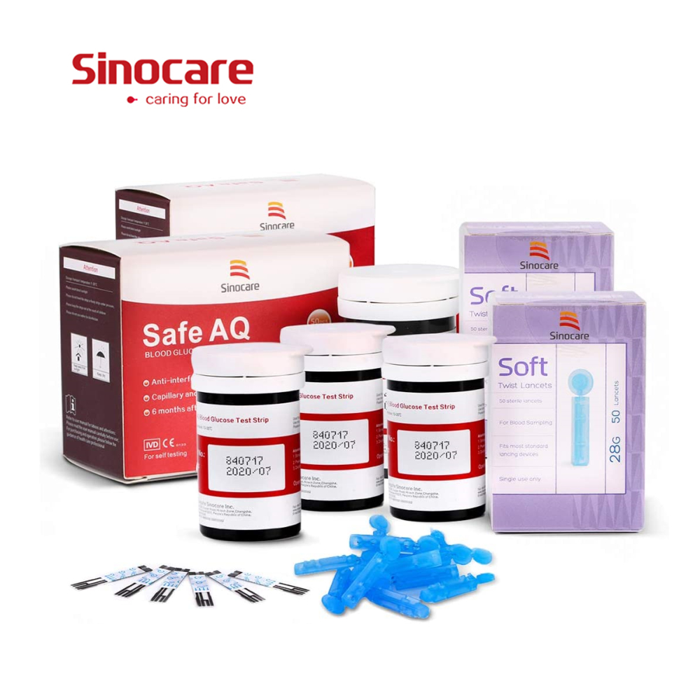 Wholesale Diabetic Test Strips One Touch 100pcs Sinocare Blood Glucose Test Strip Code Free Blood Glucose Test Strips