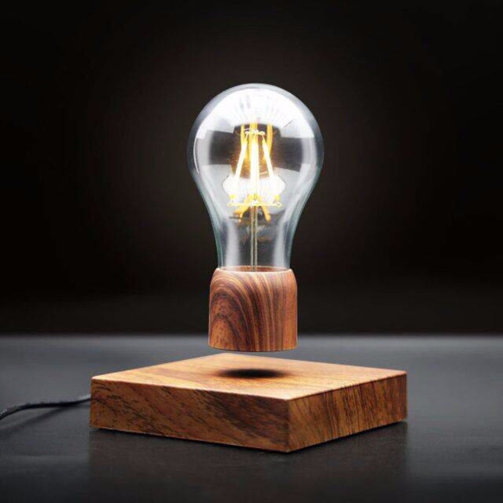 Floating LED Desk Lamp Room Decoration Night Light Magnetic Wood Levitating Wireless Bulb Lamp