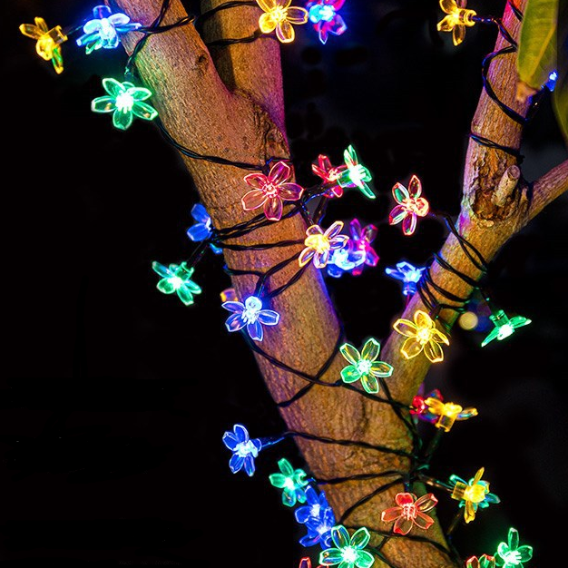 solar lights outdoor garden waterproof led flower cherry blossom string lights outdoor for garden party holiday led solar light