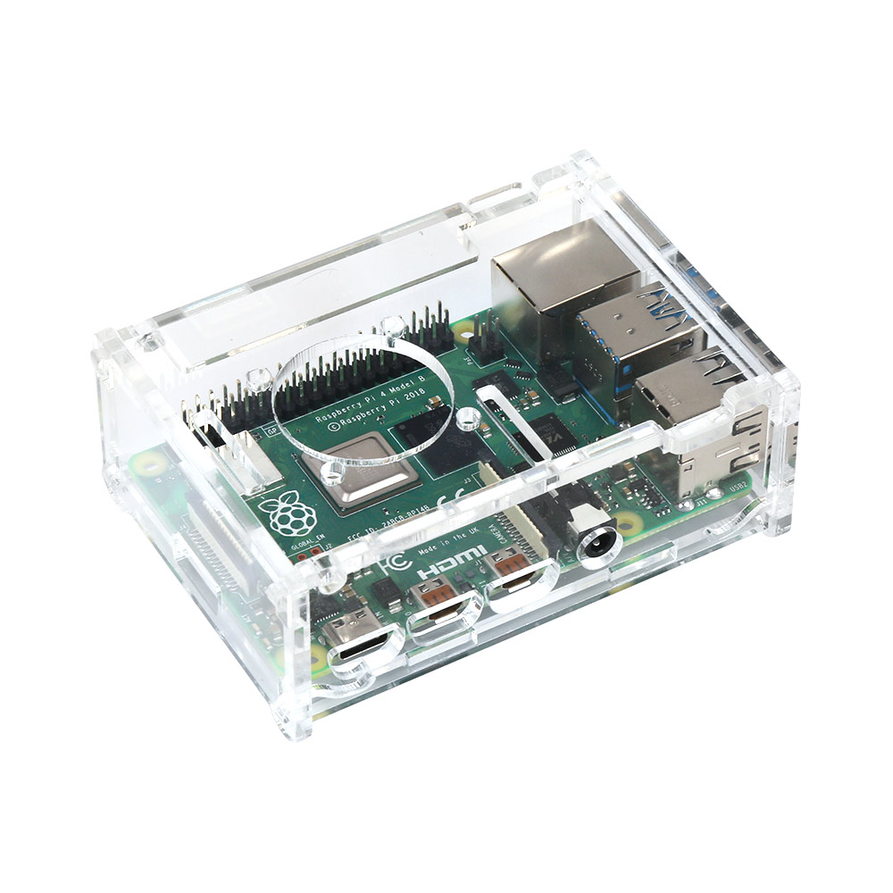 Корпус Raspberry Pi 4 Модель B с охлаждающим вентилятором, прозрачный корпус с акриловым корпусом