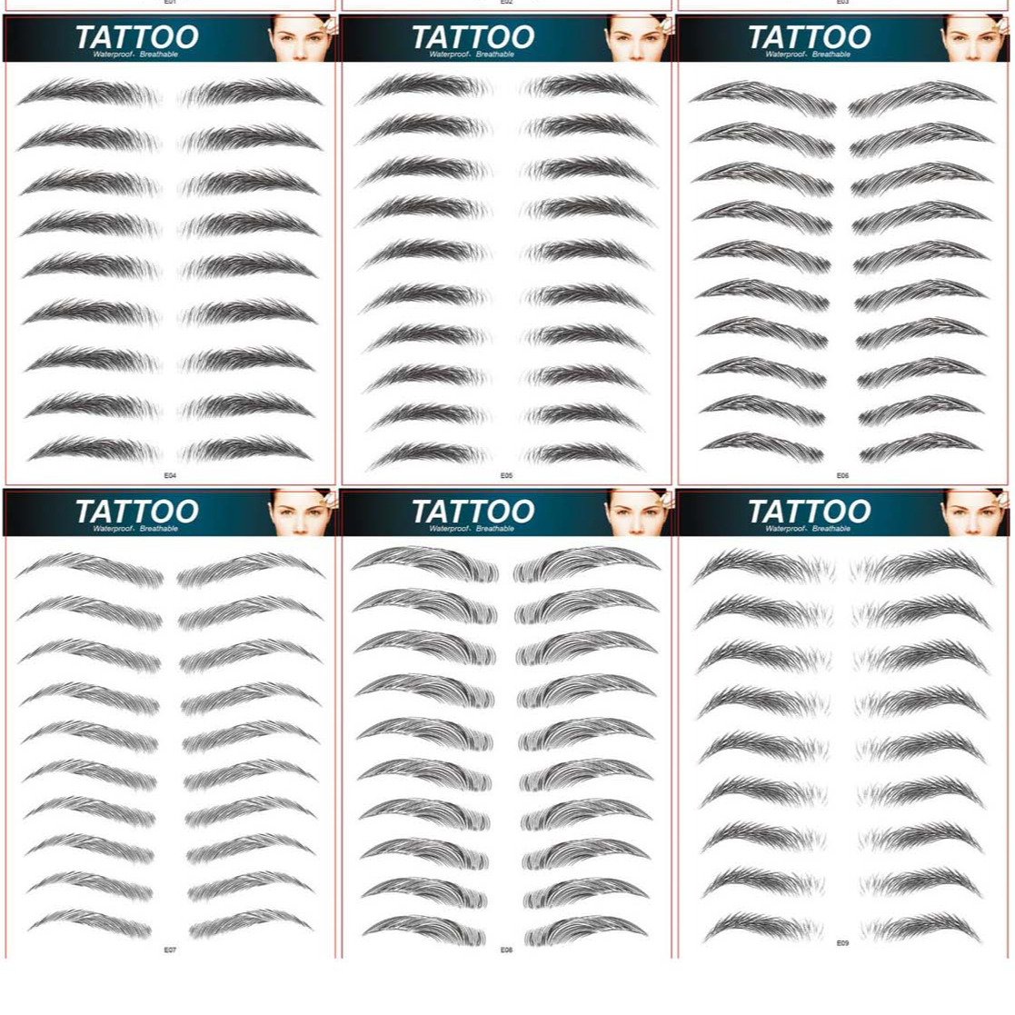 Popular New Designs Waterproof Ecofriendly Nature 6d Eyebrow Tattoo Stickers