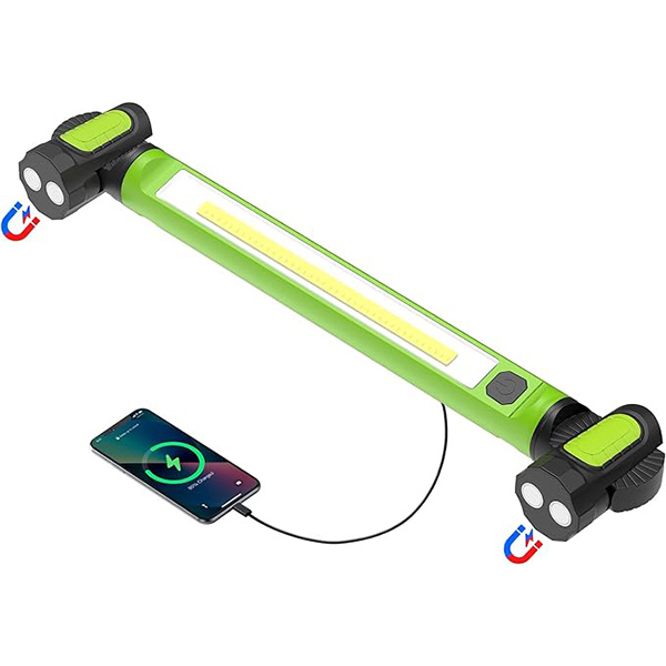Magnetic 3000LM Work Light 5200mah Rechargeable LED Work Lamp Bar Hooks Green LED Torch Light DC 5V Underhood working light