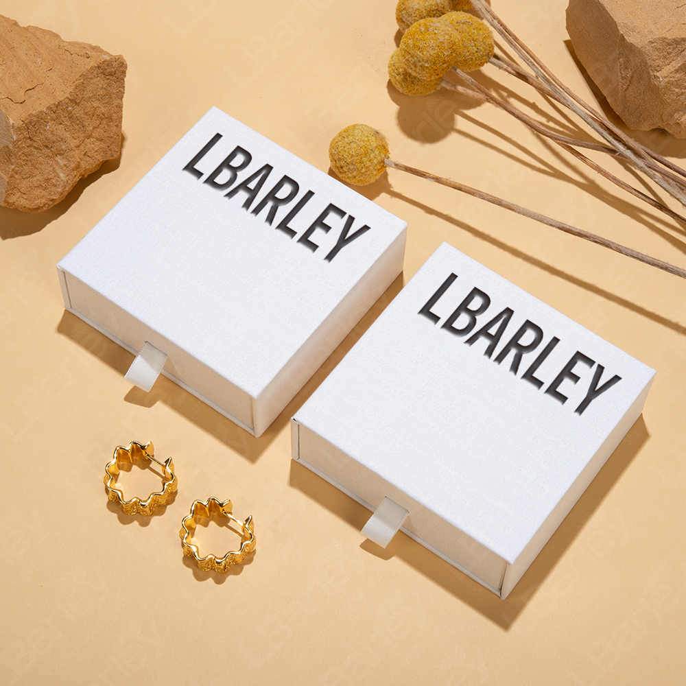 Barley OEM Custom Logo Jewelry Box Packaging Drawer Cardboard Box with MicrofiberJewelry Pouch