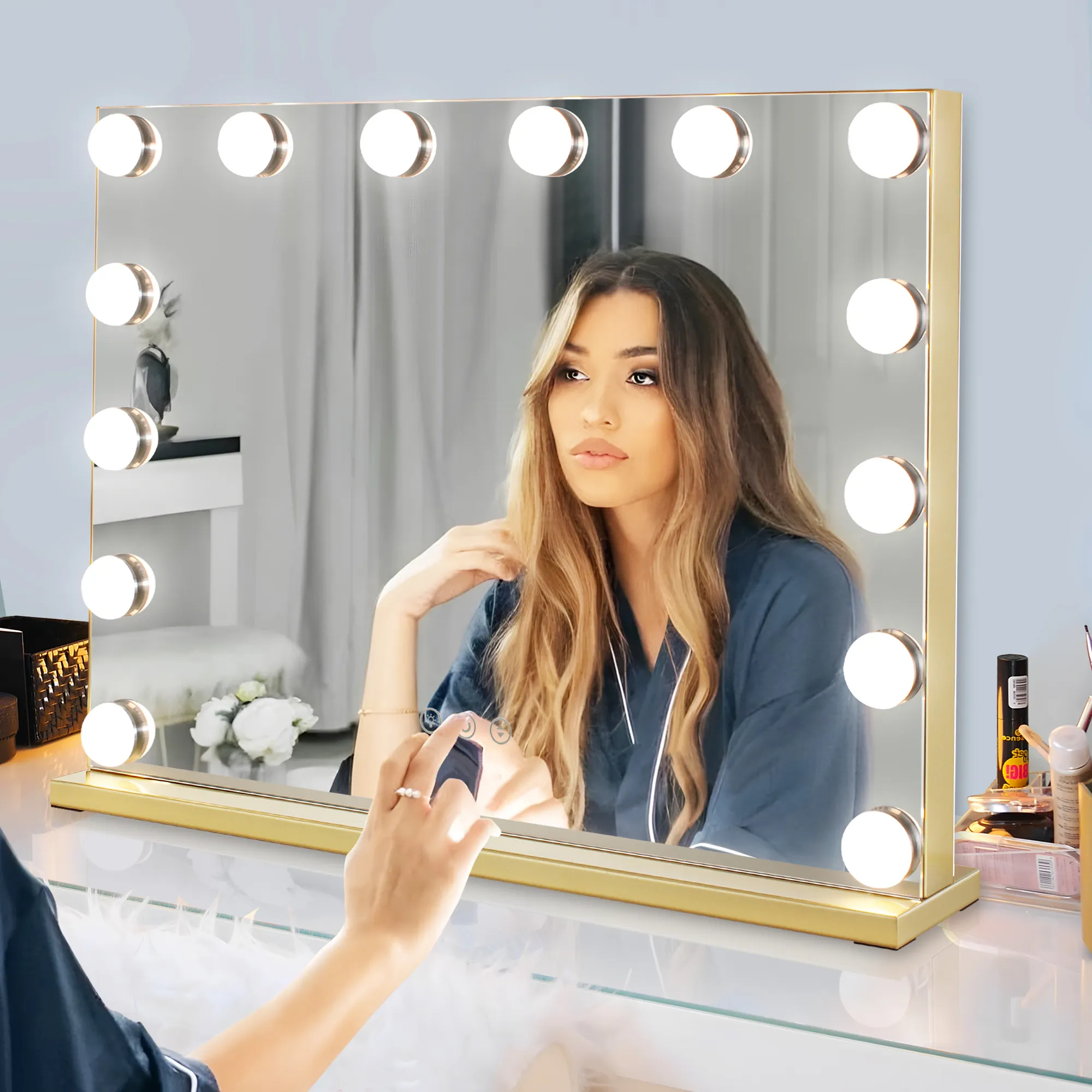 MantoLite bright beauty vanity hollywood makeup mirror with light bulbs desktop hollywood makeup mirror