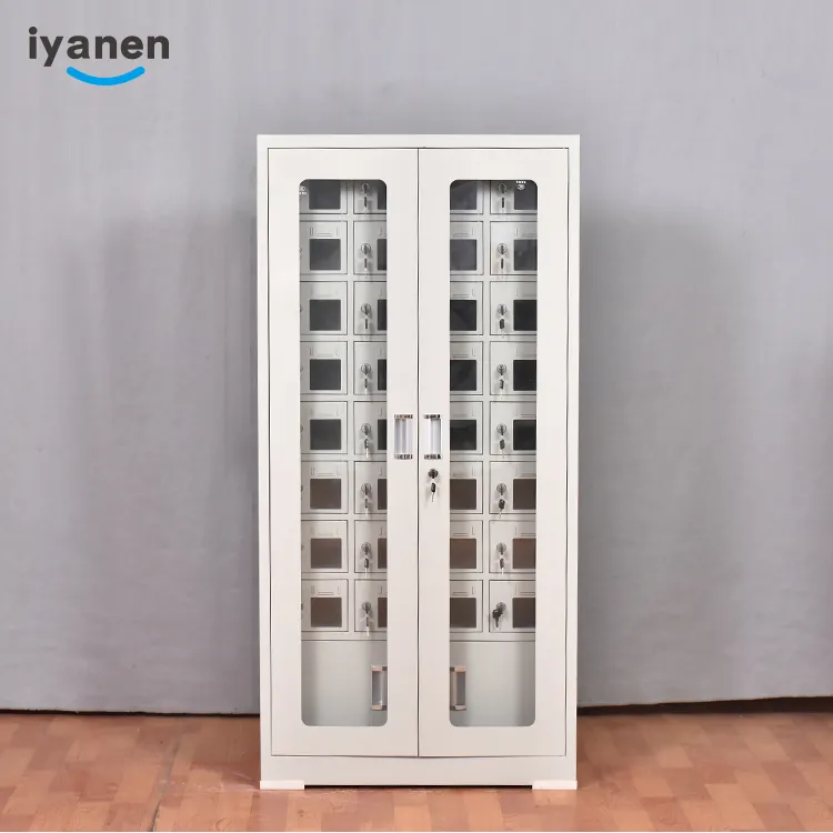 Iyanen metal storage cabinet for cell phone locker 40 doors steel mobile phone Ipad double safety storage locker cabinet