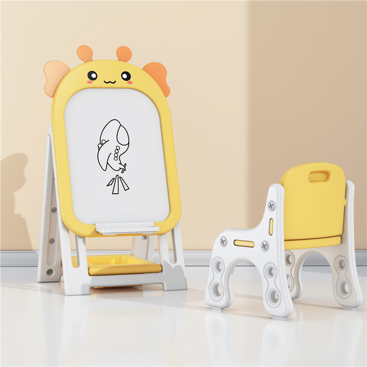 Children Adjustable Multi-functional Magnetic Drawing Painting Board with Table and Chair Preschool Drawing Board