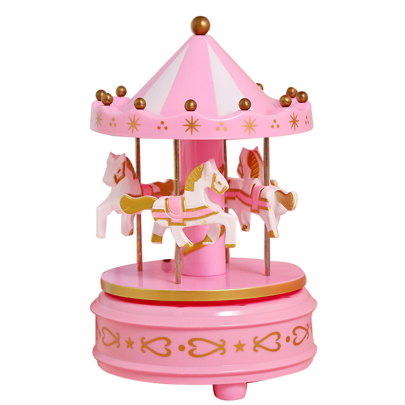 2022 stock colorful animal happy birthday gift toy for kid with light boxe carousel horse music box