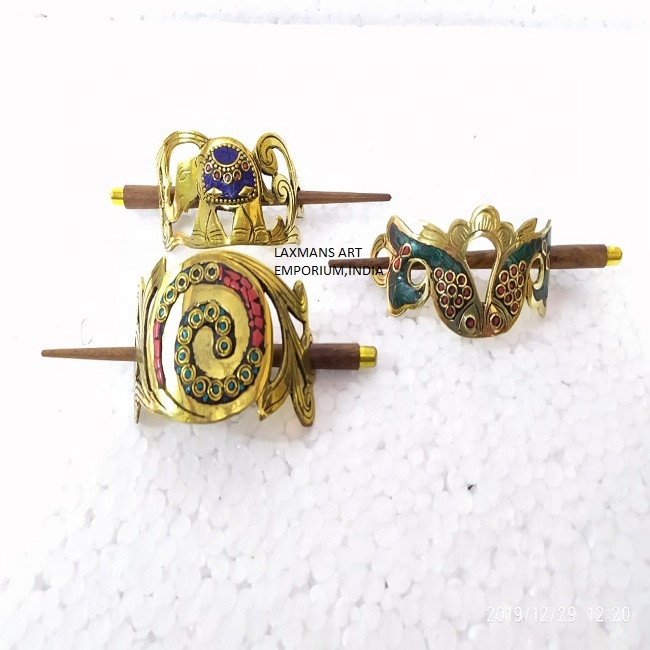 metal with stone beaded work hairsticks