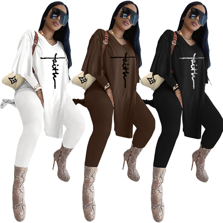 Women Embroidery Letter Two Piece Pants Set Long Sleeve Fall Clothing Casual Fashion Outfit Women Clothing