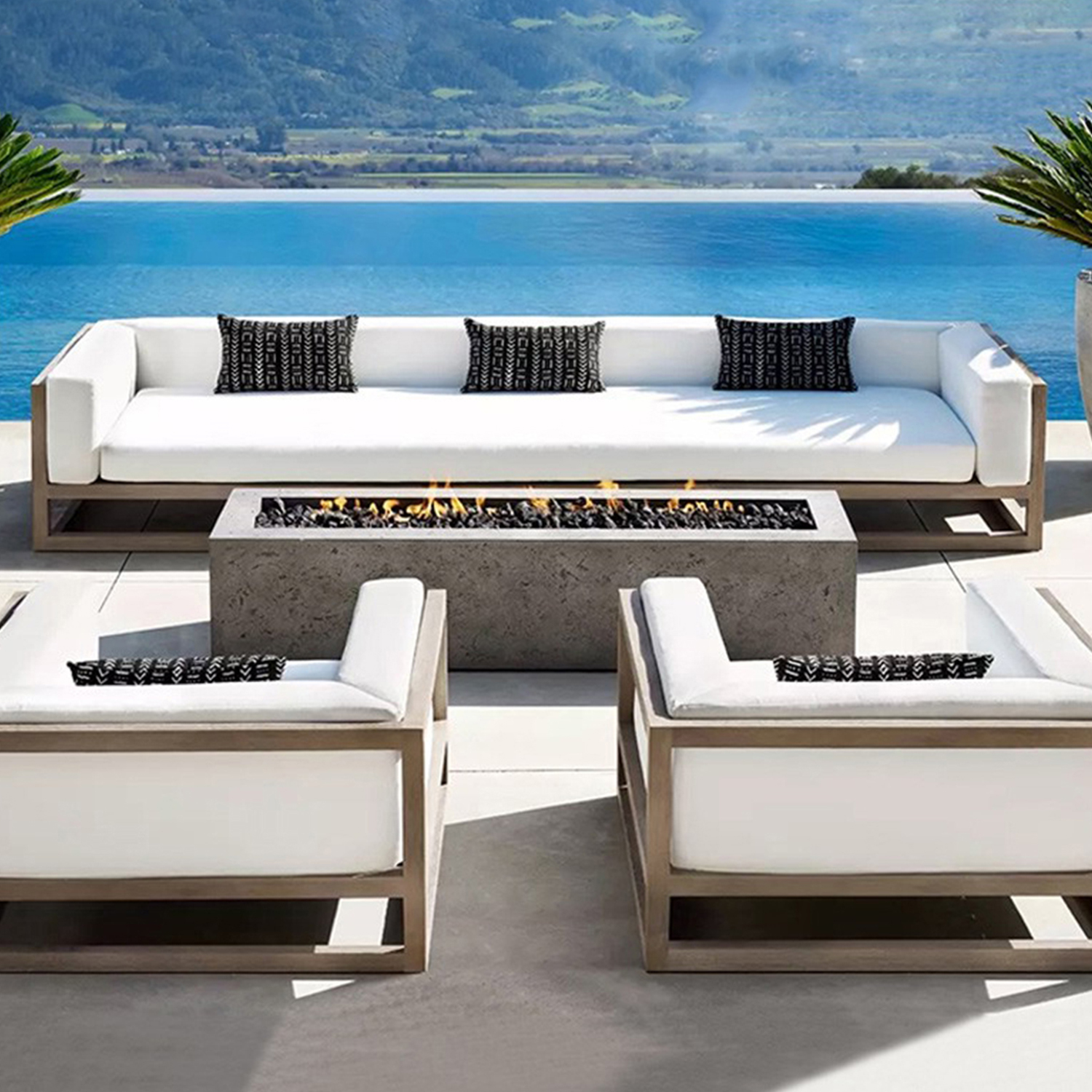 restoration harfware malaysia commercial spring resort wpc wooden back yard outside pool garden outdoor furniture sofa