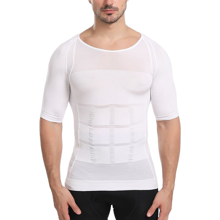 Private Label Lose Weight Compression Fitness Sweat Tummy Waist Slimming T Shirt Mens Body Shaper