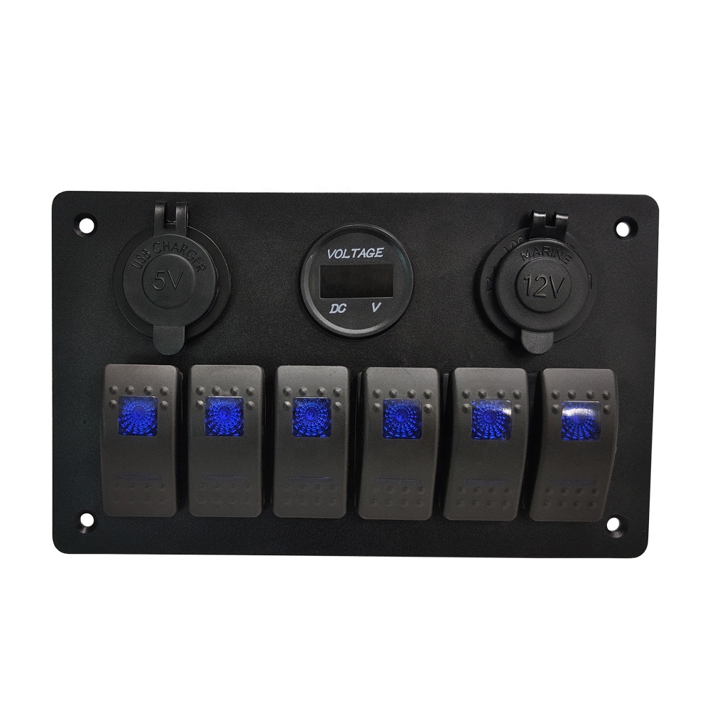 AMOMD автомобиля морской водонепроницаемый комбинированная Панель 6 Gang 12V Led Кулисный Переключатель вольтметр USB зарядное устройство гнездо сигары таможенная пошлина комбинации