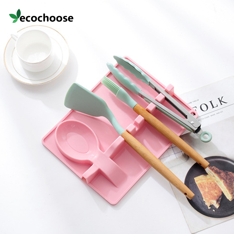 Изготовленный на заказ держатель кухонных инструментов Ecochoose, силиконовые ложки, палочки для еды, коврик для посуды, водонепроницаемый нескользящий легко моющийся коврик для места