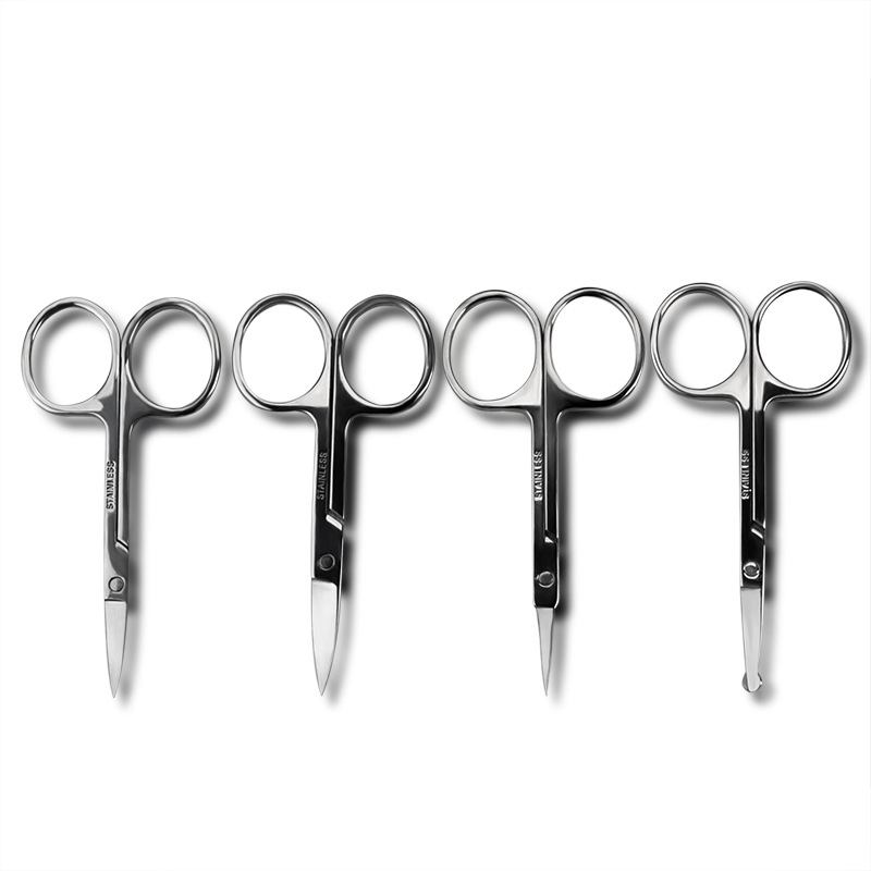 Mikiwi Silvery Trimming Stainless Steel Eyebrow Small Scissors Curved Eyelash Extension Tweezers Makeup Beauty Tools