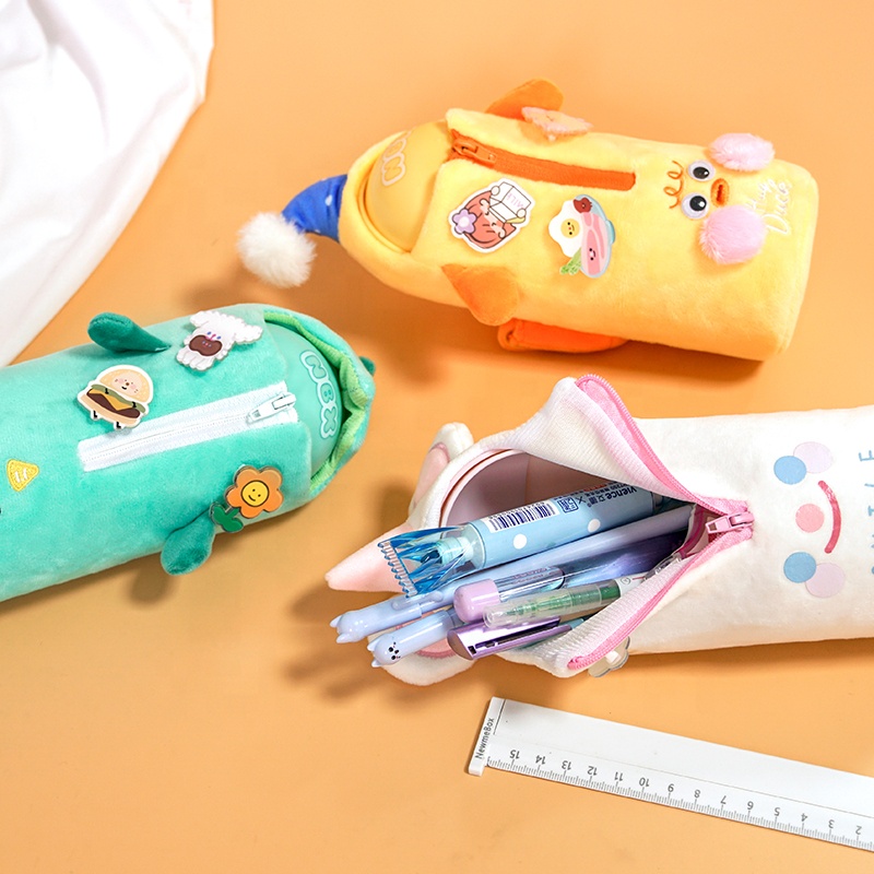 Newmebox Заводские пользовательские пуговицы DIY большой емкости канцелярский чехол кавайная плюшевая сумка мультяшный пенал с животными