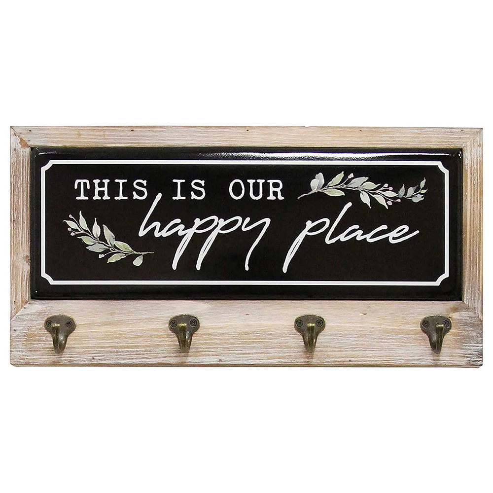 Rustic Chalkboard Style Coat Hook Rack Multi Color Wood