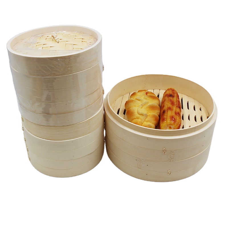 Biodegradable reusable 10 inch dim sum bamboo kitchen steamer
