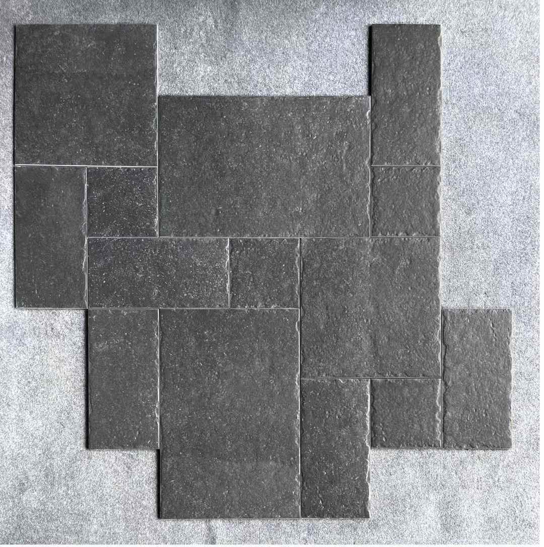 Garden Decorative Stepping Stones Walkway for Outdoor Pathway Lawn Yard Home Durable Dark Limestone French Pattern Pavers