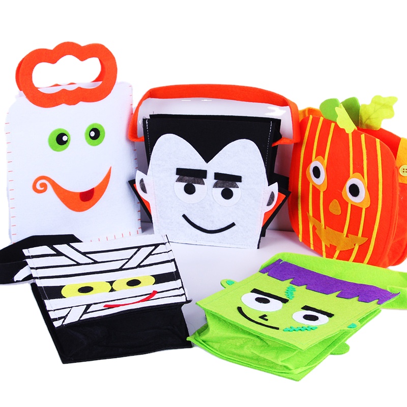 Wholesale Felt tote fabric candy props ghost Halloween carnival ghost pumpkin Halloween cloth bag
