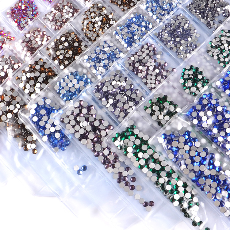 High quality flatback rhinestones mix sizes customized packed colorful ab nail art crystal rhinestones