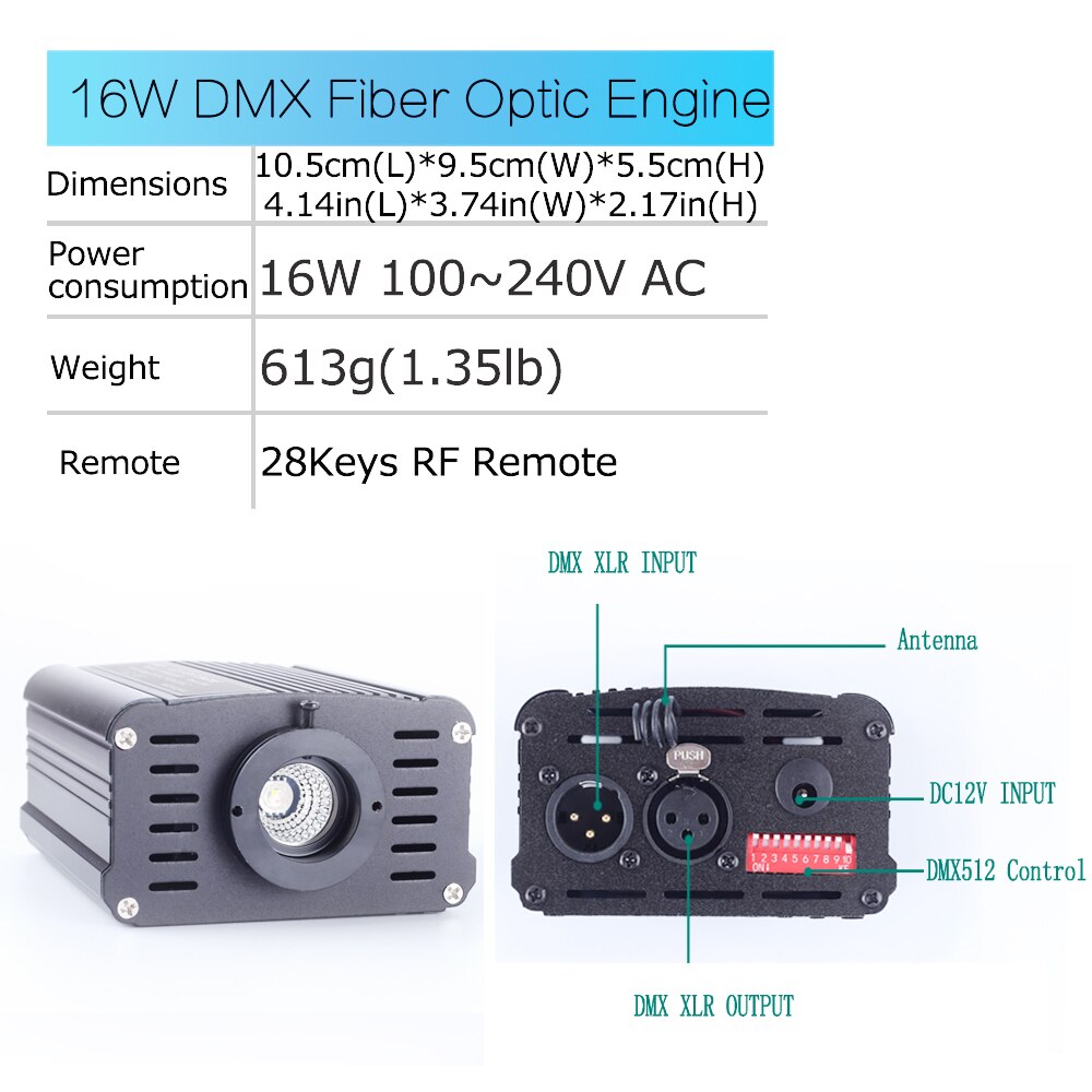 Светодиодный волоконно-оптический двигатель DMX 16 Вт RGBW