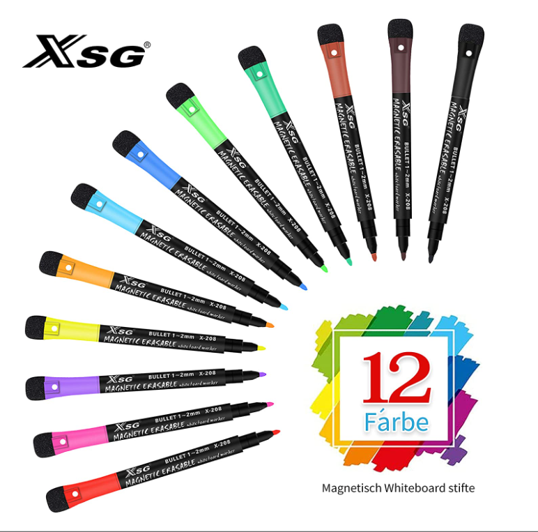12 Color Fineliner Oil Paint Graffiti Marker Pen Set Magnet Art Ink Marker Pens for Whiteboard