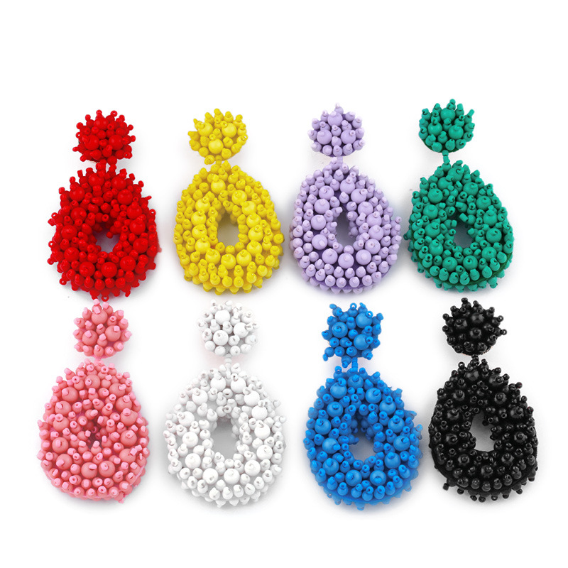 2021 high-quality Handmade Teardrop Big Long Earrings for Women Bohemia Beaded Braid Pendant Earring