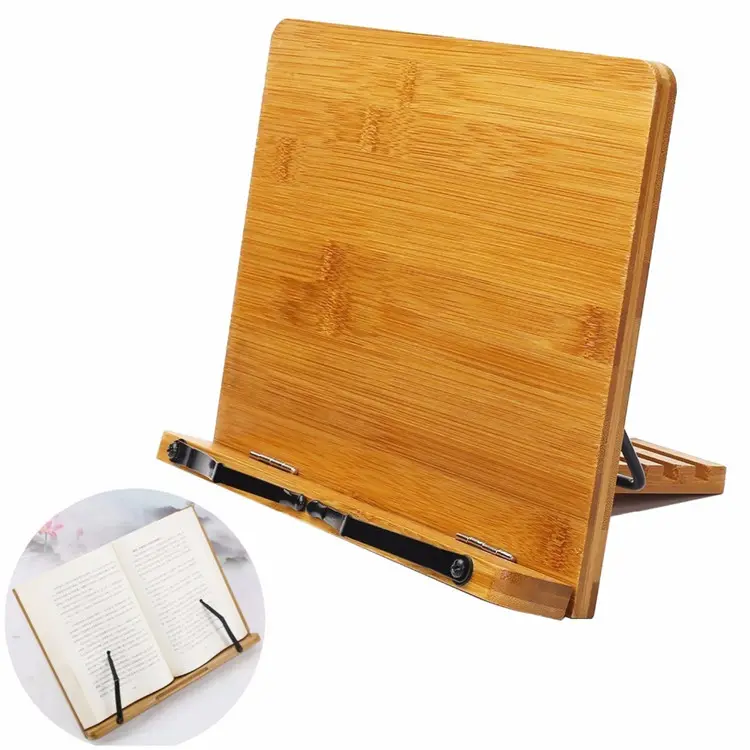Bamboo Wood Adjustive Reading Shelf Desk Desktop Book Stand