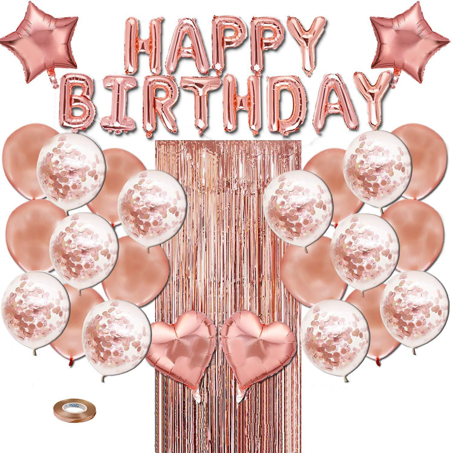 Carry Kaile Hot sales Rose gold Happy Birthday balloon banner and confetti latex balloon party decoration set