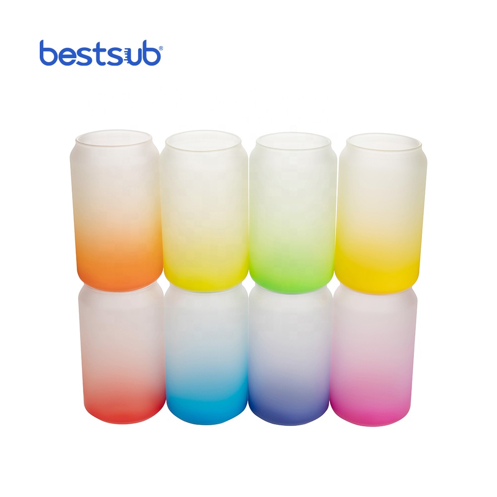 Оптовая продажа, стеклянная чашка Bestsub с сублимационной печатью, цветная посуда, чайная чашка, матовая Радужная стеклянная кружка для питьевой воды